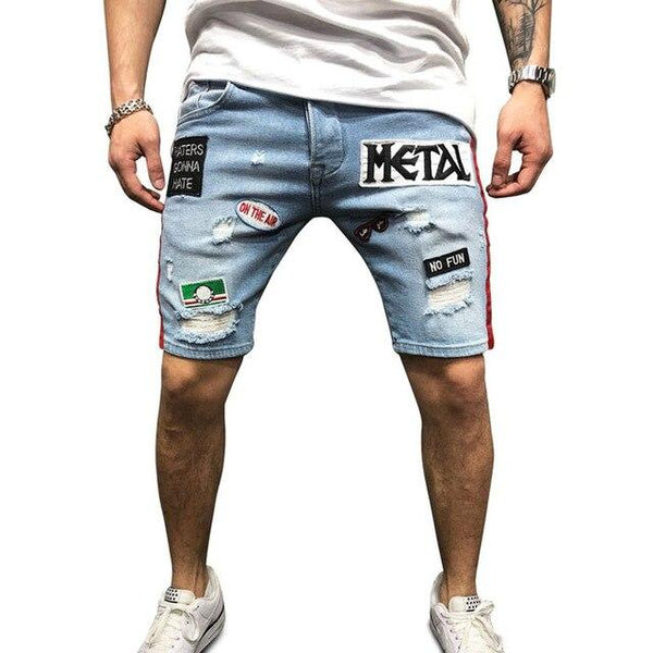 Men Denim Shorts Hole Casual Shorts New Fashion Leisure Mens Ripped Short Jeans Male Clothing Summer Cotton Breathable Shorts