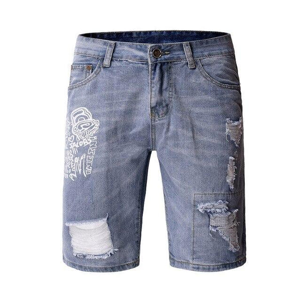 Men Denim Shorts Hole Casual Shorts New Fashion Leisure Mens Ripped Short Jeans Male Clothing Summer Cotton Breathable Shorts