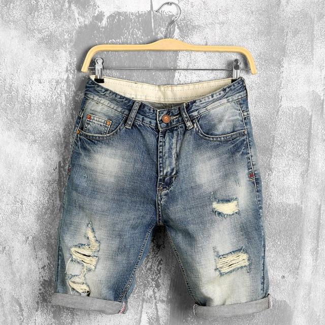 Nice Summer Denim Shorts Male Jeans Men Jean Shorts Bermuda Skate Board Harem Mens Jogger Ankle Ripped Wave Hot Tide