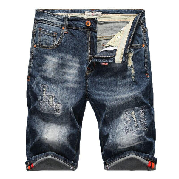 2019 Summer New Men's Stretch Ripped Jeans Shorts Fashion Casual High Quality Slim Fit Elastic Denim Shorts Male Brand Clothes