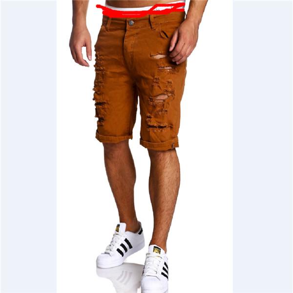 Trendy Men Retro Stretchy Skinny Distressed Short Knee Shorts Ripped Denim Male Knee Length Casual Shorts