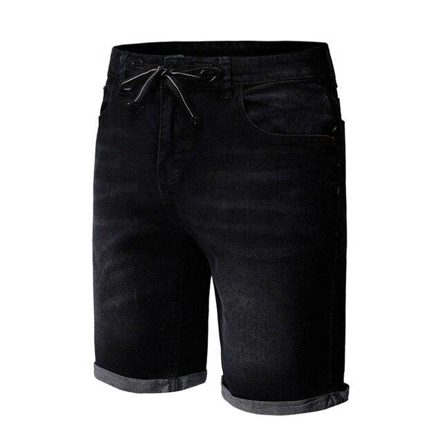 Fashion Men's Casual Jeans Destroyed Denim Knee Length Hole Ripped PantsCotton Blue Denim Shorts Male Straigh  _3.14