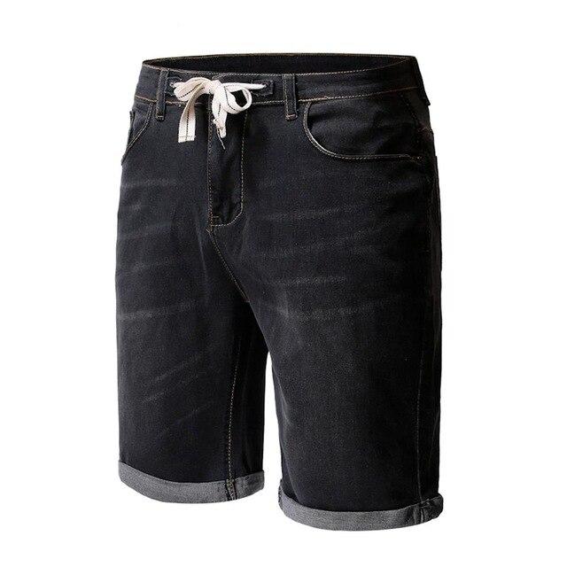 Fashion Men's Casual Jeans Destroyed Denim Knee Length Hole Ripped PantsCotton Blue Denim Shorts Male Straigh  _3.14
