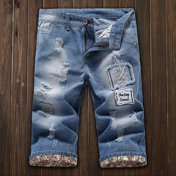 New Fashion Mens Ripped Short Jeans Brand Clothing Bermuda Summer 98% Cotton Shorts Breathable Denim Shorts Male