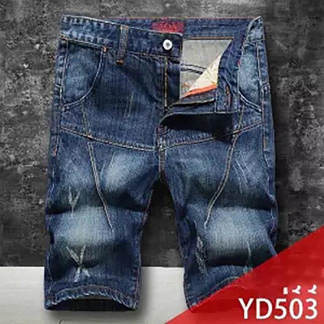 Shorts Plus Size jeans men ripped torn pants stretch Knee Length pants jeans printed male the Summer new hip hop streetwear