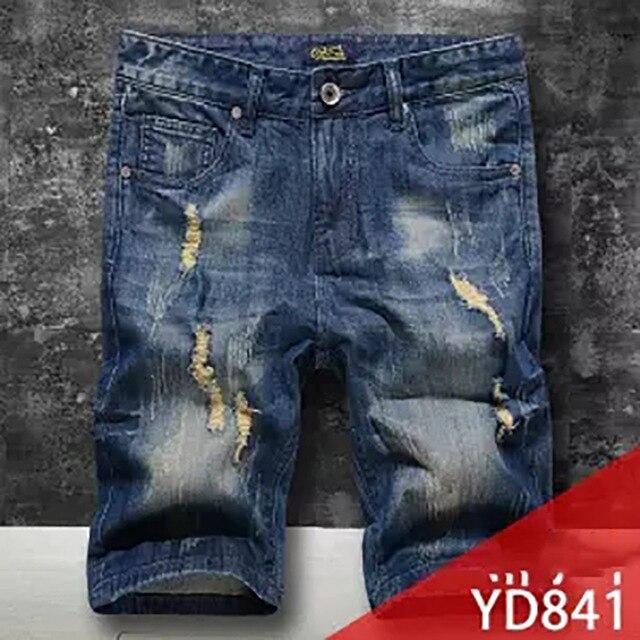 Shorts Plus Size jeans men ripped torn pants stretch Knee Length pants jeans printed male the Summer new hip hop streetwear
