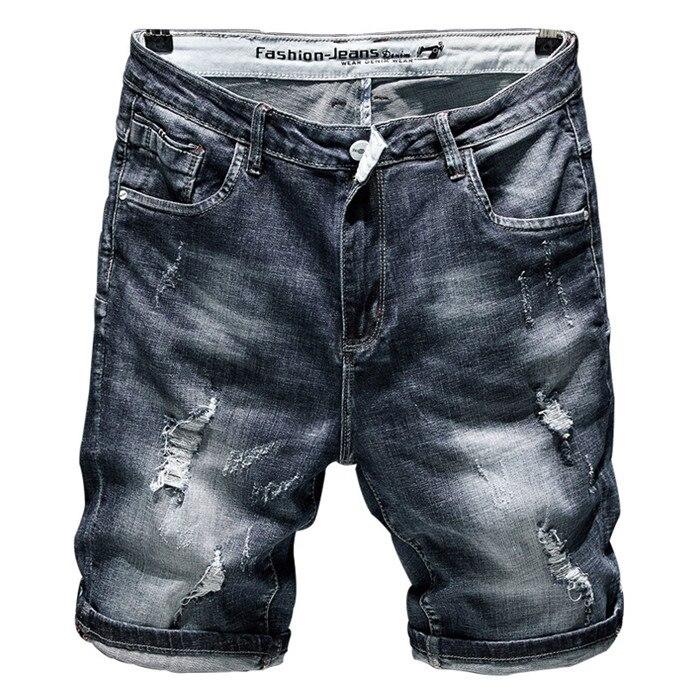Men's Denim Shorts 2019 Summer New Style Fashion Casual High Quality Elastic Slim Fit Ripped Jeans Male Clothes,TNA332