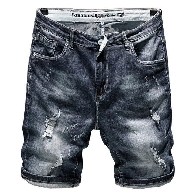 Men's Denim Shorts 2019 Summer New Style Fashion Casual High Quality Elastic Slim Fit Ripped Jeans Male Clothes,TNA332