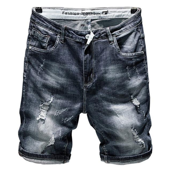 Men's Denim Shorts 2019 Summer New Style Fashion Casual High Quality Elastic Slim Fit Ripped Jeans Male Clothes,TNA332
