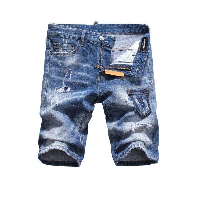 Brand Ripped Jeans Men Denim Short Summer Distressed Hole Shorts Fashion Streetwear Half Jeans Men x130