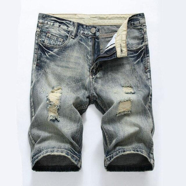 2018 New Fashion Ripped Jeans Shorts Men Summer Straight Wash Cotton Denim Shorts Mens Knee Length Bermuda Jeans Shorts Hommes