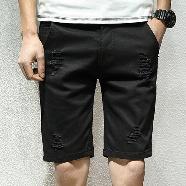2019 Brand New Style Mens Denim Shorts Stretch Skinny Slim Distressed Ripped Repair Half Jeans