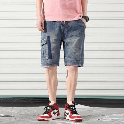 2019 Summer New Men's Denim Shorts Solid Fashion Straight Slim Elastic waist Cotton Blue Wash Ripped Jeans Male Brand Clothes