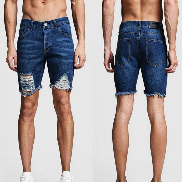 2019 Summer Men Denim Shorts Jean Shorts For Men Sexy Hole Ripped Shorts Hip Hop Style Fashion Streetwear Men Ankle Ripped jeans