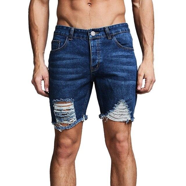 2019 Summer Men Denim Shorts Jean Shorts For Men Sexy Hole Ripped Shorts Hip Hop Style Fashion Streetwear Men Ankle Ripped jeans