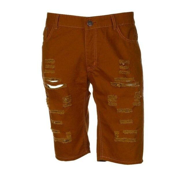 2018 Men's  Summer Fashion Casual  Straight  Loose Short Pants Beach Military Style Knee Length  Hole Ripped Pants 18JUNE21