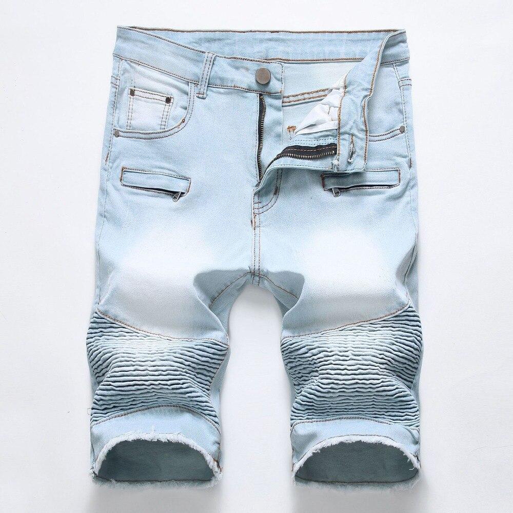 New Shorts Men Ripped Short Jeans Straight Cotton Fashion High Street Shorts Jean Male Denim Plus Size 28-42