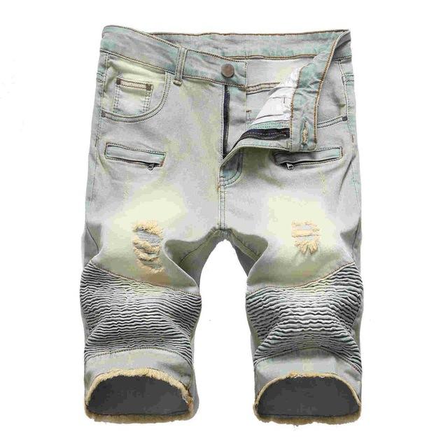 New Shorts Men Ripped Short Jeans Straight Cotton Fashion High Street Shorts Jean Male Denim Plus Size 28-42