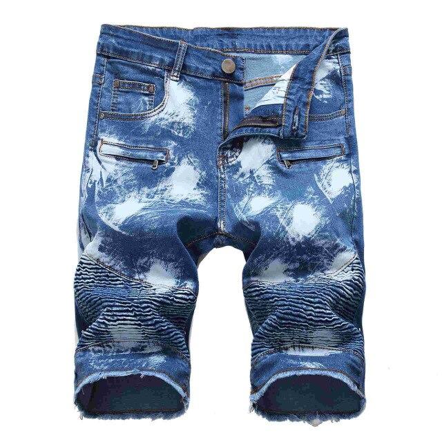 New Shorts Men Ripped Short Jeans Straight Cotton Fashion High Street Shorts Jean Male Denim Plus Size 28-42