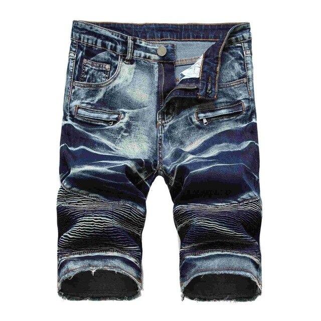 New Shorts Men Ripped Short Jeans Straight Cotton Fashion High Street Shorts Jean Male Denim Plus Size 28-42
