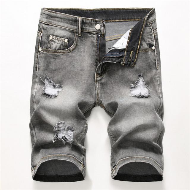 Summer Denim Shorts Male Jeans Men Jean Shorts Bermuda Skate Board Harem Mens Jogger Ankle Ripped Wave 38 40 42