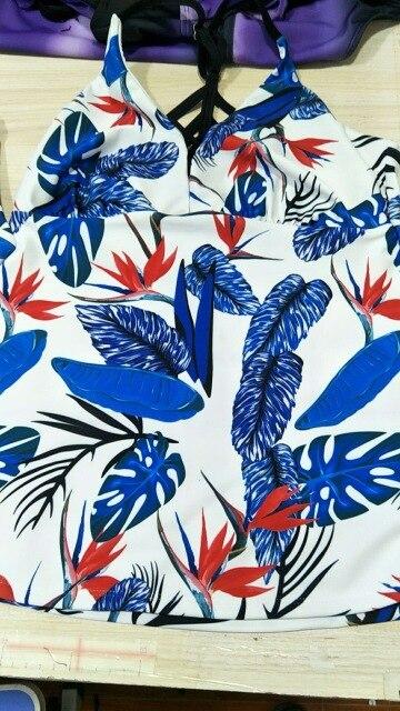 Female Flattering Cut Out Details Backless Swimsuit Double Up Tankini Top Swimwear Beach Top Trunk Bottom Bathing Suits