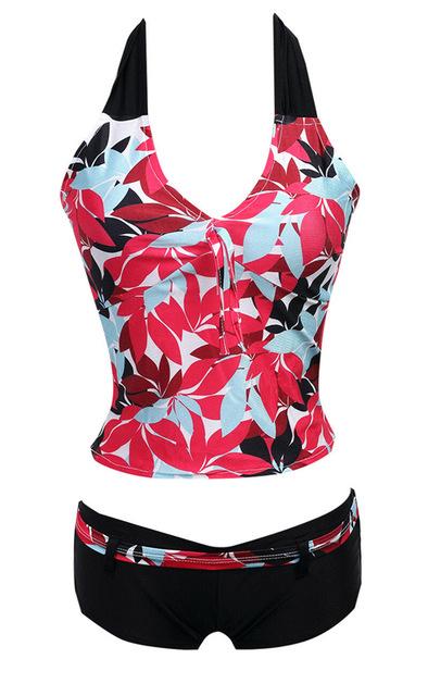 Womens 2 Piece Swimsuit Fashion Ladies Swim Sets Summer Beachwear Tankini Tops&Shorts Swimwear Casual Floral Print Clothes HOT