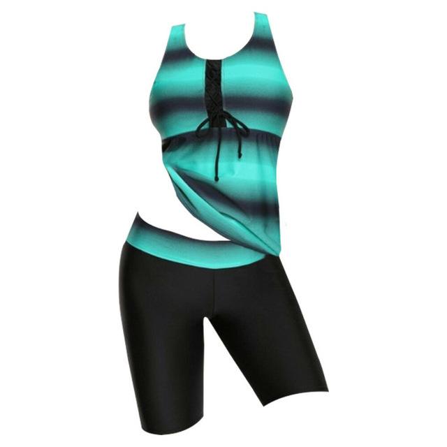Women Ladies Plus Size Two Piece Bikini Tankini Tops & Shorts Swimming Suits New Beachwear Bikini Plus Size