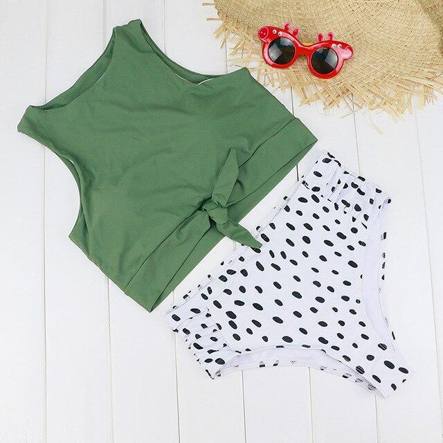 Blesskiss High Waist Swimsuit Women 2019 2 Two Piece Crop Top Tankini Set Swimwear Push Up Leopard Bathing Suit Swimming Suit