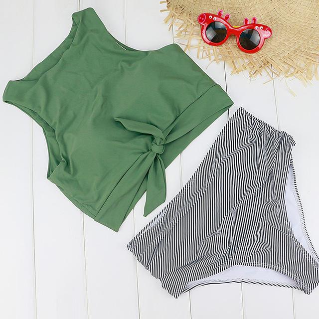Blesskiss High Waist Swimsuit Women 2019 2 Two Piece Crop Top Tankini Set Swimwear Push Up Leopard Bathing Suit Swimming Suit