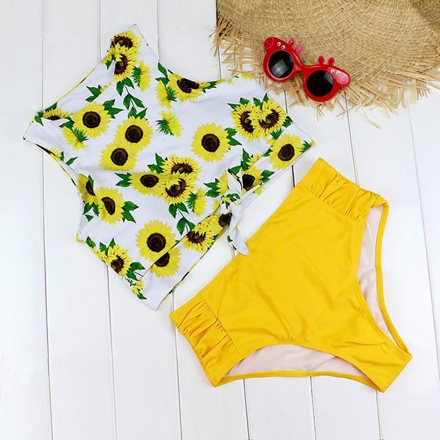 Blesskiss High Waist Swimsuit Women 2019 2 Two Piece Crop Top Tankini Set Swimwear Push Up Leopard Bathing Suit Swimming Suit