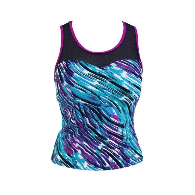 Women Swimwear Black White Zigzag Print Mesh Splice Tankini Top Sexy 41970 Swimsuit Plus Size Bathing Suit Tops