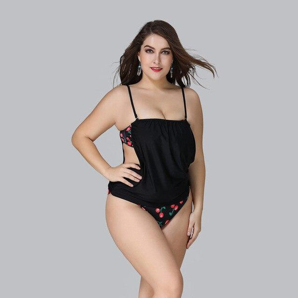 Plus Size 3XL/4XL/5XL Swimwear Two Piece Set Swimsuit Print Halter Tankini Swimsuits Top + Bottom Big Size Bathing Suit female