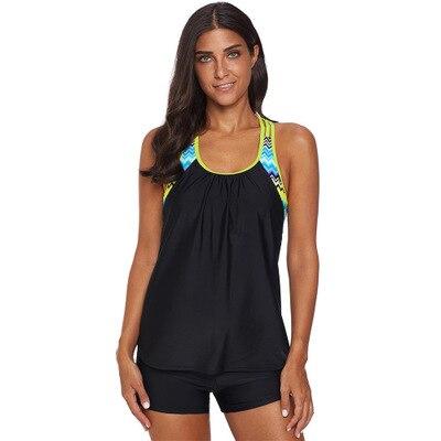 Womens Blouson Striped Printed Strappy T-Back Push up Tankini Top with Shorts XXL Plus size swimwear