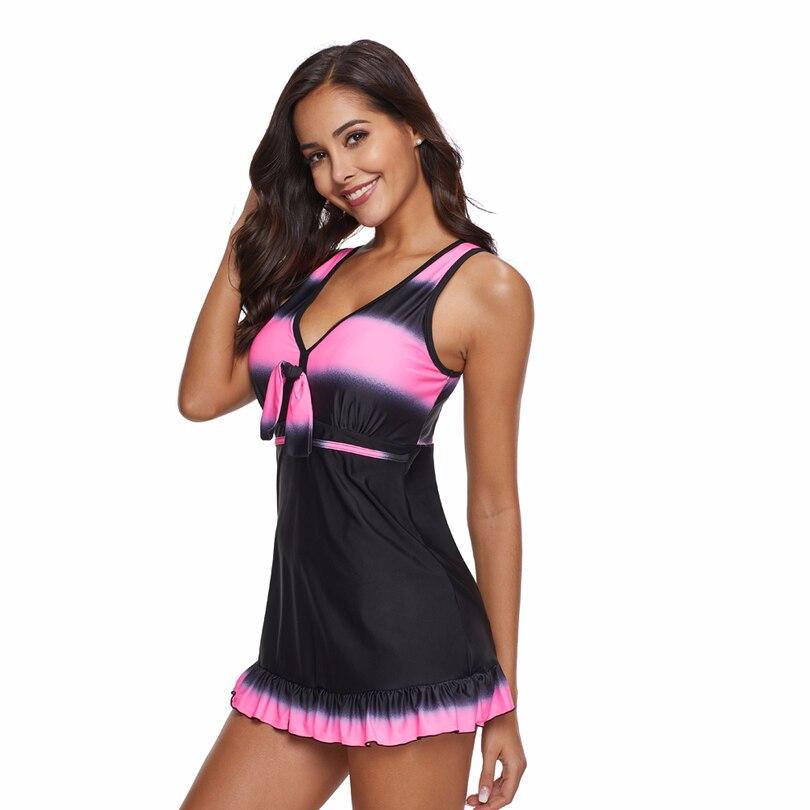 Gradient Biquini Plus Size Swimwear Women Tankini Top One Piece Swimsuit with shorts badpak Swim Bathing Suit bikinis