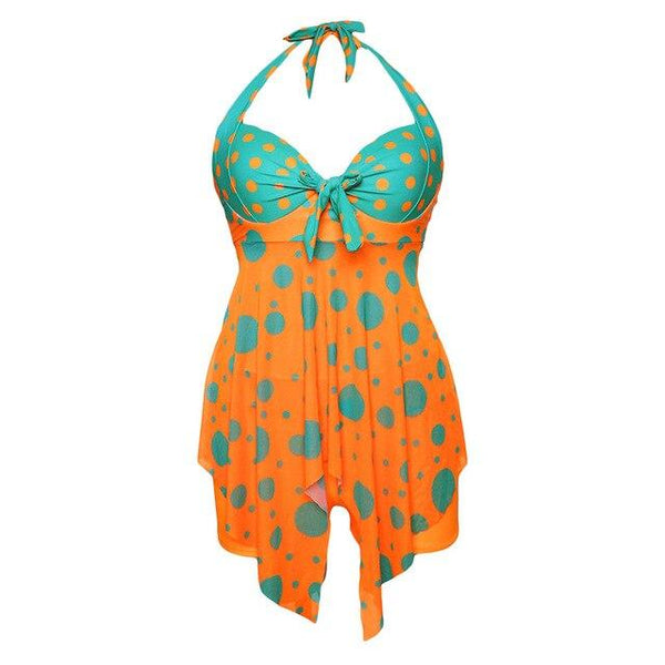 biquinis feminino 2019 Womens Sexy Halter Patchwork Dot Open Back Tankini Top Set Two Piece Swimsuits tankini swimsuits women