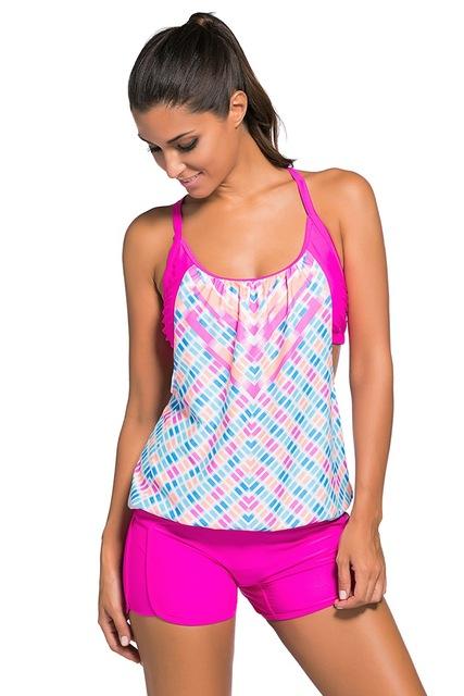 Tankini 2018 Women Stripes Swimwear Push up Tankini Top Bathing Suit Swimsuit Plus Size Shorts Bikinis