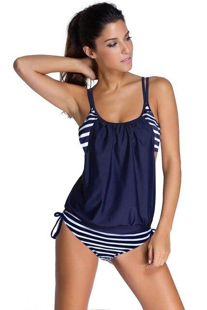 Tankini 2018 Women Stripes Swimwear Push up Tankini Top Bathing Suit Swimsuit Plus Size Shorts Bikinis