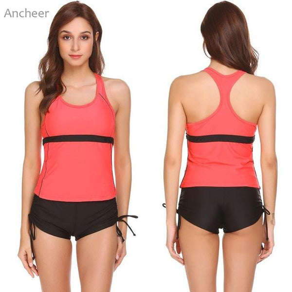 Women's Swimsuits Racerback Stretchy Women Swimwear Padded Swimsuit Two Piece Tankini Top Sets
