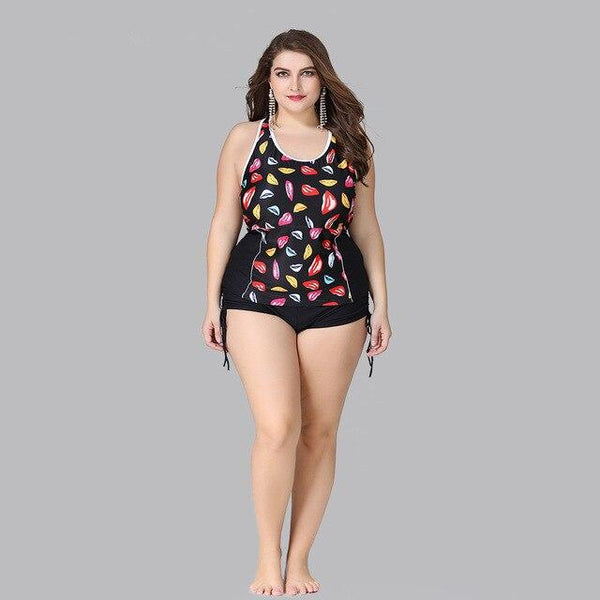 Plus Size Women Two-Piece Suit Swimwear Tank Top + Bikini Bottom Tankini Set Beachwear Large Size 3XL/4XL/5XL Swimming Suit