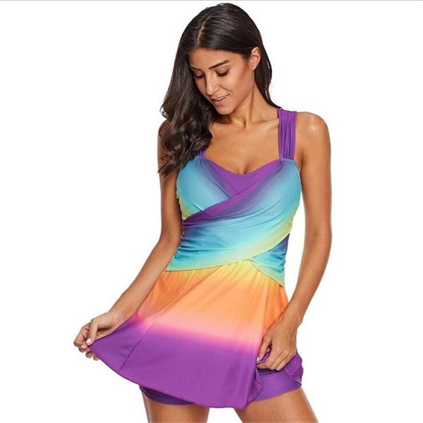 2019 Sleeveless Swimwear Tankini Top With Boyshorts Bathing Suit Two Pieces Swimming Suits For Women