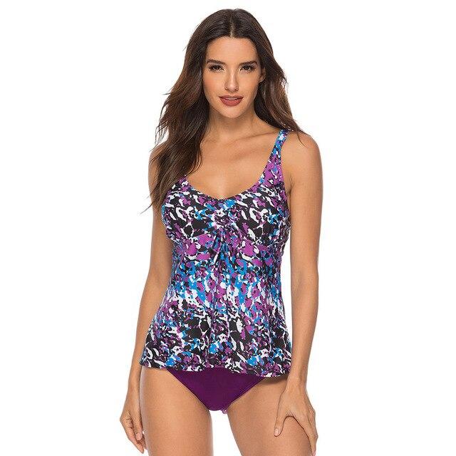 2019 Sexy Retro Print 2 Pcs Tankini Top Swimwear Women Plus size Swimsuit Push up Bikini Female Ruched Tummy Control Bathingsuit