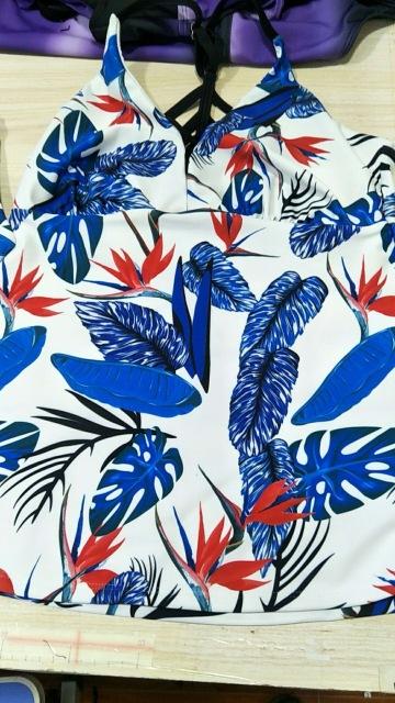 Female Flattering Cut Out Details Backless Swimsuit Double Up Tankini Top Swimwear Beach Top Trunk Bottom Bathing Suits