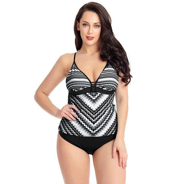 Bsubseach Women Swimwear Two- Piece 2019 V Neck Geometric Print Tankini Tops Swimsuit Shorts Beach Set Costume Da Bagno Donna