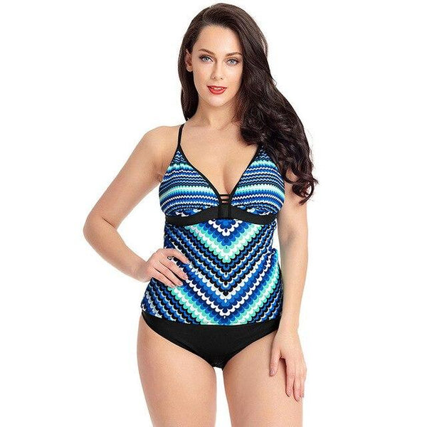 Bsubseach Women Swimwear Two- Piece 2019 V Neck Geometric Print Tankini Tops Swimsuit Shorts Beach Set Costume Da Bagno Donna