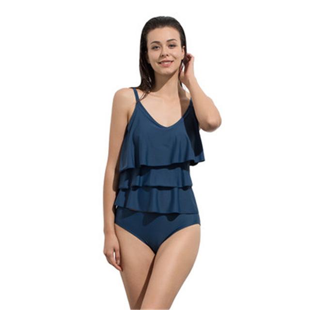 Women Two Piece Swimsuits V-Neck Tiered Ruffle Tankini Top with Brief Swimwear Bathing Suits Tummy Control Bathing for Women XL