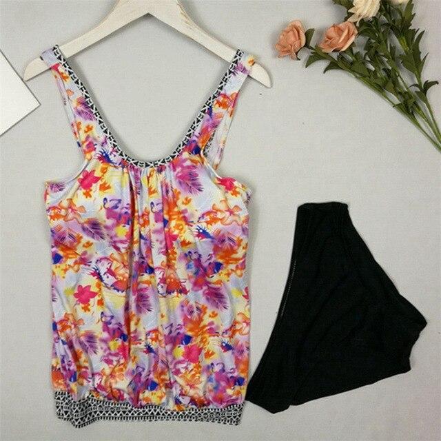 Tank Heart Print Biquini Plus Size Swimwear Women Tankini Top Two Piece Swimsuit with shorts badpak Swim Bathing Suit bikinis