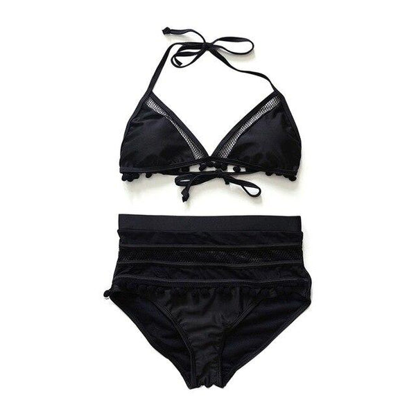 Women Tankini Halter Top Lace High Waist Bikini Swimwear Lady Wire Free Padded Bra Swimsuit Beach Suit