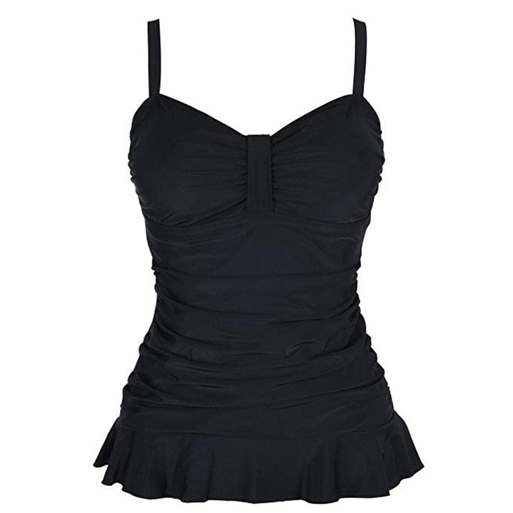 biquinis feminino 2019 Women's Swim Top Padded Ruffle Hem Shirred Swimwear Tankini Swimsuit Tops tankini swimsuits women mayo