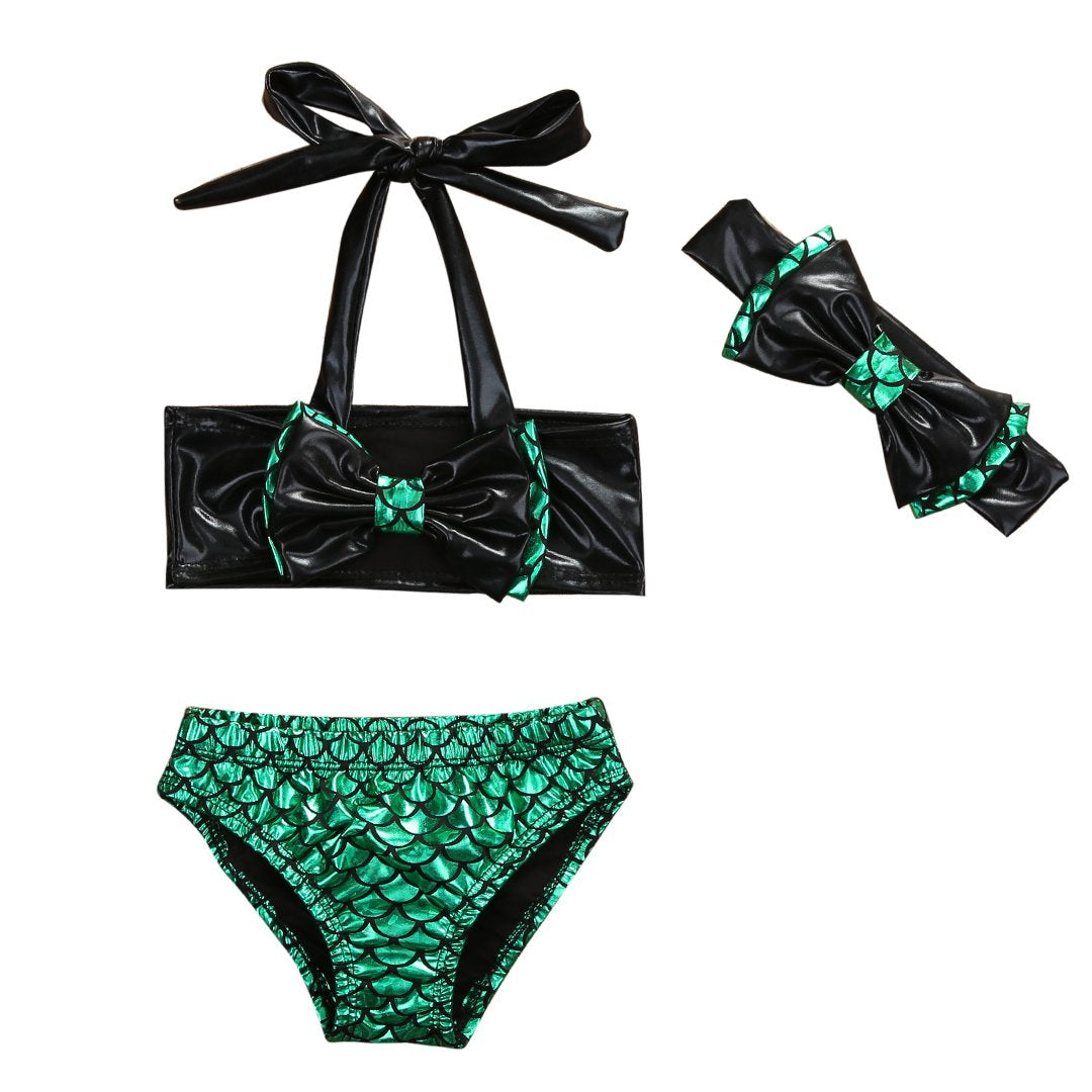 Cute Baby Girls Mermaid Tankini Swimwear sets Tops Bottoms Headband Swimsuit Set Swimwear Bathing clothes Beachwear Summer